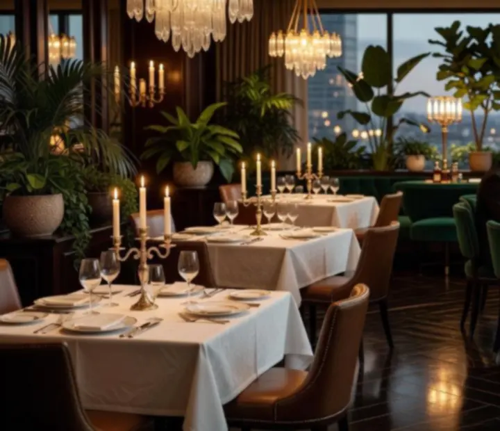 Luxurious warm dining room beside an elegant poker lounge at HoldemAndHearth