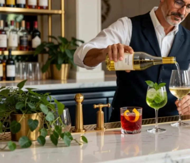 Signature cocktails and Australian wines styled in the HoldemAndHearth bar and poker lounge