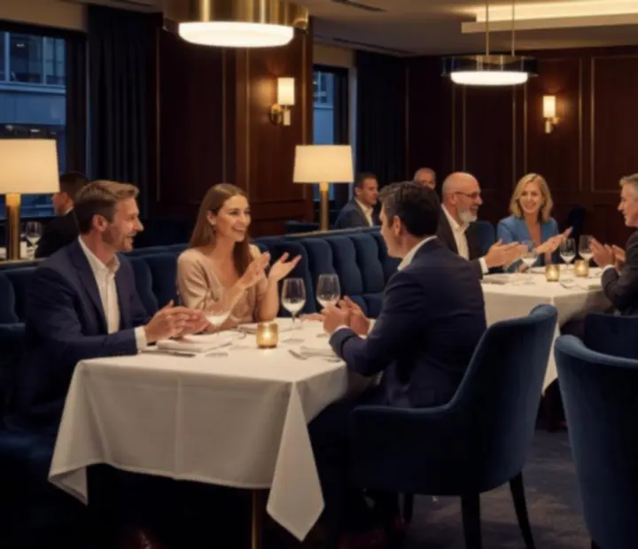Cinematic evening at HoldemAndHearth with fine dining and a sophisticated poker table setting